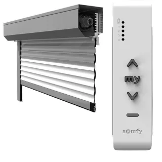 Rolladen mit Funksteuerung, Vorbaurollladen Modell Eckig, mit Motor Oximo IO Somfy, Weiß, 800 x 800 mm, individuell konfigurieren