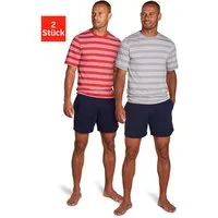 AUTHENTIC LE JOGGER Pyjama (Packung, 4 tlg., 2 Stück) Schlafanzug mit gestreiften Oberteilen