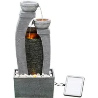 Teamson Home Gartenbrunnen Solarbrunnen mit 3 Ebenen aus Polyresin grau 76 cm