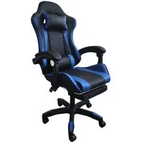 HTI-Living Schreibtischstuhl Schreibtischstuhl Krit Relax Schwarz-Blau (Stück, 1 St), Drehstuhl höhenverstellbar Kippfunktion Fußstütze