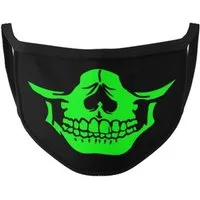 Dilara Mund-Nasen-Masken mit leuchtendem Motiv für Gesicht & Mund, Maske Schwarz mit Glow-Motiv, Glow-in-the-dark Effekt