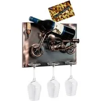 BRUBAKER Weinflaschenhalter Flaschenhalter Wand Motorrad - Wall Art Bild, (inklusive Grußkarte), Wand Weinhalter Dekoration, Wein Geschenk mit Wandhalterung Halterung