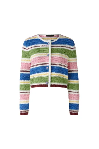 Oui - Strickjacke Baumwollmischung blue green - Gr. - 42