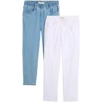 bonprix Straight-Jeans (Packung, 2-tlg) gerades Bein, mit erhöhtem Gummibund, in Stretch-Qualität