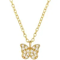 ALEXANDER YORK Kette mit Anhänger SCHMETTERLING in Gold, 2-tlg., 925 Sterling Silber