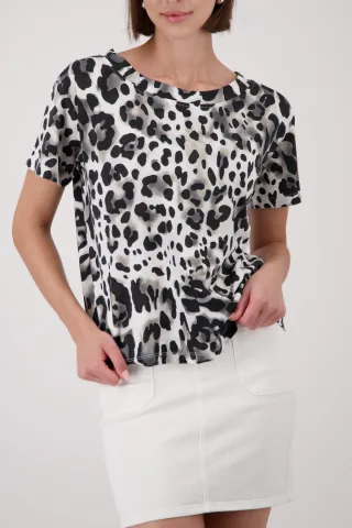 monari - T-Shirt mit Leomuster coffee gemustert - Gr. - 46