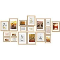 bomoe Bilderrahmen 18er Bilderrahmen Set Passion, Fotowand Bilder Eiche, 6x 10x15 cm, 4x 13x18 cm, 4x 18x24 cm, 4x 20x30 cm mit Passepartout