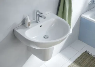 Geberit Renova Waschtisch, 60x48cm mit Hahnloch mittig, m. Überlauf, weiss, 500370011 500370011
