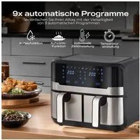 Heinrich´s Heißluftfritteuse, 2400,00 W, Airfryer,Fritteuse,Doppel-Heißluftfritteuse,9 Automatikprogramme