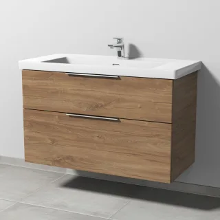 Sanipa 3way Waschtischunterbau zu Villeroy & Boch Subway 3.0 Waschtisch mit 2 Auszügen, Eiche-Kansas UM84959