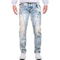Cipo & Baxx 5-Pocket-Jeans Herren Regular Fit Hose Stonewashed BA-C0894A (1-tlg) mit Verzierungen und dicken Nähten