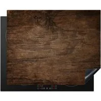 MuchoWow Herd-Abdeckplatte Holzoptik/print - Braun - Industriell, Vinyl, (1 tlg), Herdabdeckplatten für Ceranfeld, Induktionsschutz, 65x55 cm