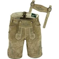 Fuente Leather Wears Trachtenhose Traditionelle Lederhose, Kurz, Grau