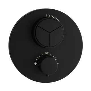 Herzbach PUSH Thermostat-Batterie DEEP BLACK 3 Verbraucher rund rund Schwarz matt, 23.803055.1.12 23.803055.1.12