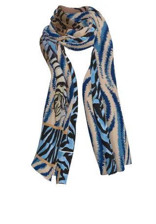 bianca - Schal mit Animalprint blau - Gr. - 52
