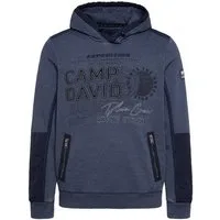 CAMP DAVID Hoodie im Materialmix mit Zippertaschen blue navy