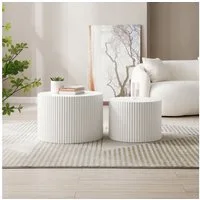 NJLyuhome Couchtisch Modernes Nesting Set, Wohnzimmer-Kaffeeset, Runde Couchtische (2-St), Wellen-Design-Beistelltisch-Set mit wellenförmiger Struktur