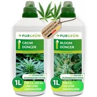 Purgrün Pflanzendünger Cannabis-Dünger-Set, Flüssigdünger, Cannabis, 2 x 1 L, Flüssigdünger, 2-St.