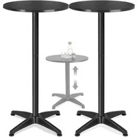 tectake Bistrotisch Aluminium-Stehtisch, höhenverstellbar, 60 x 70 / 110 cm, (Bartisch Frederic, 2-St., in schwarz), wetterfest, 2 Aufbauhöhen, Zementsockel, Belastbarkeit 60 kg