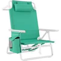 TLGREEN Campingstuhl 5-Fach verstellbare Strandstuhl, (Outdoor Faltstuhl mit Verstellbarer Hohe Rückenlehne, Eisbeute, 1 St), bis 150 kg belastbar