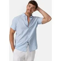 Indicode Kurzarmhemd Herren INBravida Herrenhemd Kurzarm aus einem leichtem Leinenmix, mit Button-Down-Kragen