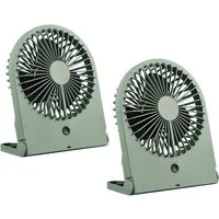 Reality Leuchten Tischventilator, 2er SET Zimmer-Ventilator leise, Mini Tischlüfter mit Akku, Höhe 23cm