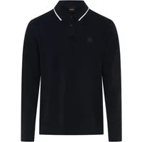 BOSS ORANGE Langarm-Poloshirt Regular Fit, reine Baumwolle, BOSS-Label