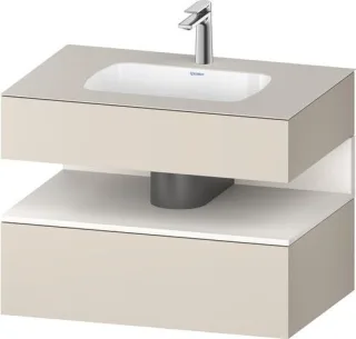 Duravit Qatego Einbauwaschtisch mit Konsolenwaschtischunterbau Taupe & Weiß Supermatt 800x550x600 mm QA4785084830010