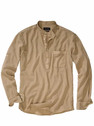Mey & Edlich Herren Krempelhemd Beige 70 % Baumwolle, 30 % Leinen