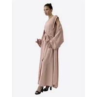 Elara Maxikleid — Abaya Set One Size – Unterkleid & Cardigan mit Bindeschleife (2-tlg)
