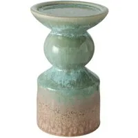 BOLTZE Kerzenleuchter Peruya, aus Steingut, Grün, Rund, 15 x 10 cm