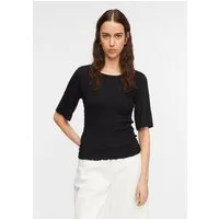 comma Kurzarmshirt T-Shirt Weiches Smok-Shirt aus Viskose