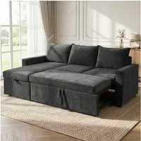 Jiexi Schlafsofa Ecksofa mit Schlaffunktion Chenille L-Form Sofa Bettkasten