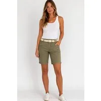 SUBLEVEL Bermudas Damen Short Bermuda kurze Hose Sommer Chino Short Stoff Hose Gürtel