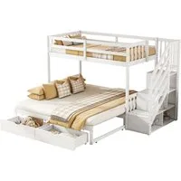 REDOM Etagenbett mit Ausziehbett & Lattenrost, Kinderbett mit 2 Schubladen (aus Kiefernholz, Multifunktionales Design, platzsparend & sicher, Ideal für Kinderzimmer & Gästezimmer, 90x200 cm(180x200 cm), Ohne Matratze