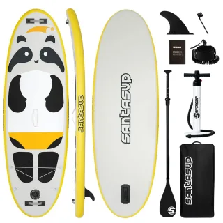 [EU Direct] WaveRite 8ft Panda 240*76*10cm Kids Inflatable Stand Up Paddle Board with Accessories Wide Non-Slip Deck Han