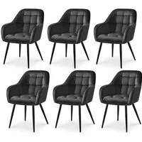 ELUCHANG Esszimmerstuhl mit ergonomischer 105°-Rückenlehne und Metallbeine (6 St), aus Samt, schwarz/grau/orange/grün