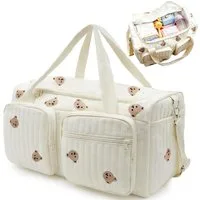 FOUORTUNATE-BEE Wickeltasche Große Wickeltasche Mama Tasche Reisetasche Schultertasche 45×22×26 cm, Für Krankenhaus Kinderwagen Reise Alltag Baby Wickeltasche Organizer