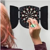 HOMCOM Dartscheibe Dart-set mit automatische Wertung, (Dartspiel mit LCD-Anzeige, 1-tlg., Dartboard), Schwarz 44 x 4,4 x 50 cm