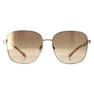 Karen Millen Quadratische Damen Sonnenbrille mit glänzendem Gold und dunkelbraunem Verlauf KM7020