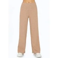 SASSYCLASSY Stoffhose Lässige Schlupfhose mit Wide-Leg Gerippte Stoffhose mit weitem Bein, Bequeme Schlaghose mit Gummibund