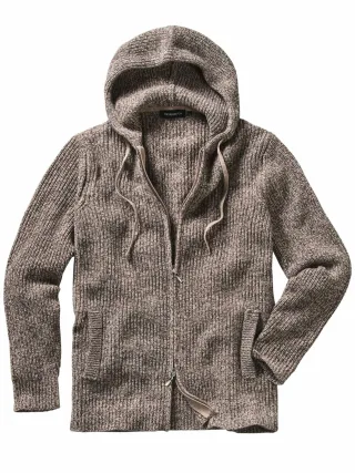 Mey & Edlich Herren Italienischer Kapuzencardigan Braun 80 % Wolle, 20 % Polyamid