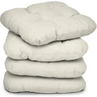 Beautissu Stuhlkissen 4er Set Sitzkissen Lisa Natur, 40x40x8cm, Indoor & Outdoor Kissen mit 8cm Schaumstoff Füllung, widerstandsfähig