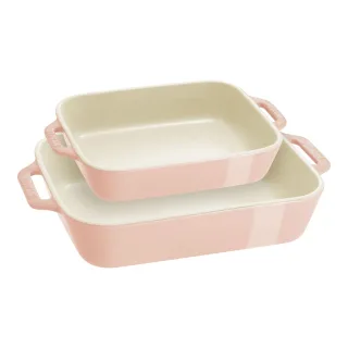Staub Ceramique Ofenformenset 2-tlg, rechteckig, Hellrosa, Keramik