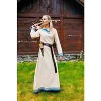 Leonardo Carbone Ritter-Kostüm Wikinger Kleid "Lagertha" Natur/Blau