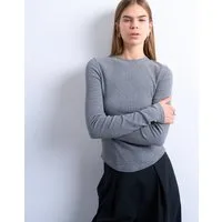 TOPSHOP Langarmshirt TSBEA LS RIB CURVED HEM TOP JRS NOOS Baumwollmischung, normal geschnitten