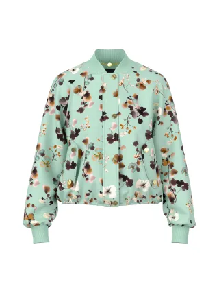 Marc Cain Collections - Blousonjacke mit floralem Print silt green - Gr. - 34