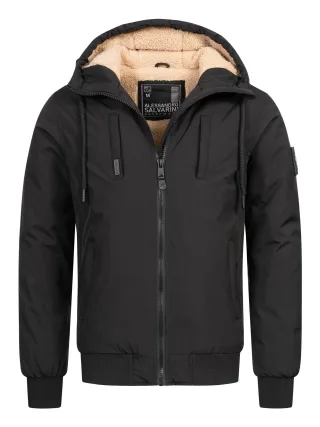 Alessandro Salvarini Herren Winterjacke AS-431 – Warm, Mit Teddyfellfutter & Kapuze