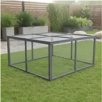 Mucola Freigehege Kleintierstall Freilauf Meerschweinchen Kaninchenstall Hasenkäfig, 120 x 120 cm, aufklappbarer Deckel, Edelstahlscharniere