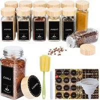FIVMEN Gewürzstreuer Gewürzgläser Eckig Set mit Deckel Gewürz Organizer Gewürzbehälter, (24-tlg), mit Trichter, Leeren Aufklebern, Reinigungsbürste, Sieben, 120ml